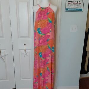 Trina Turk Vibrant Floral Halter Maxi Dress